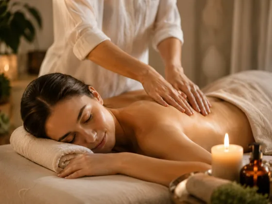 Rückenmassage bei Kerzenlicht